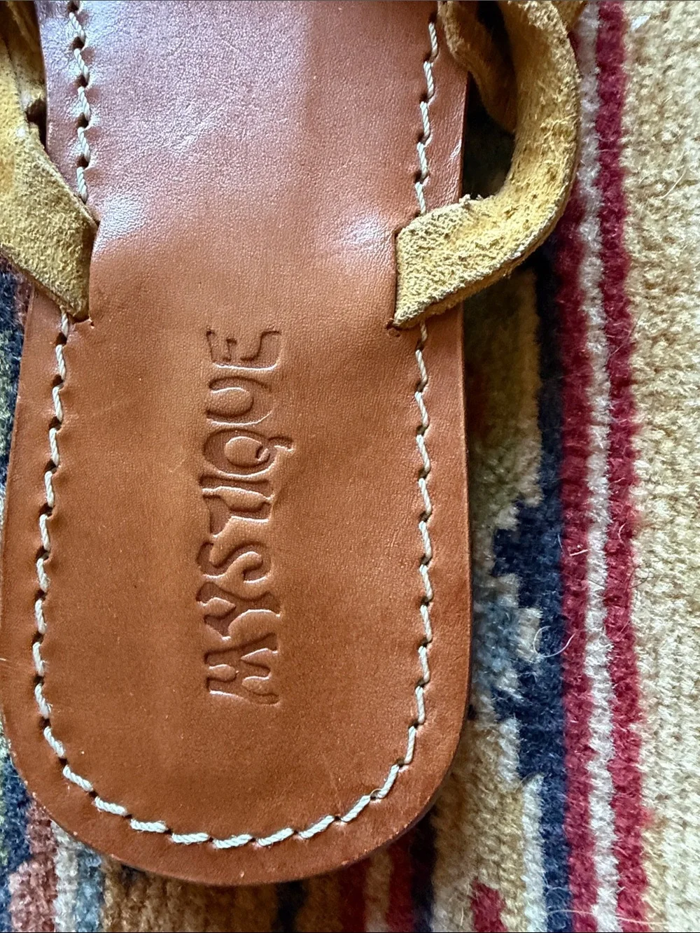 Mystique Boutique Tan Suede Fringe Sandals with Turquoise Studs